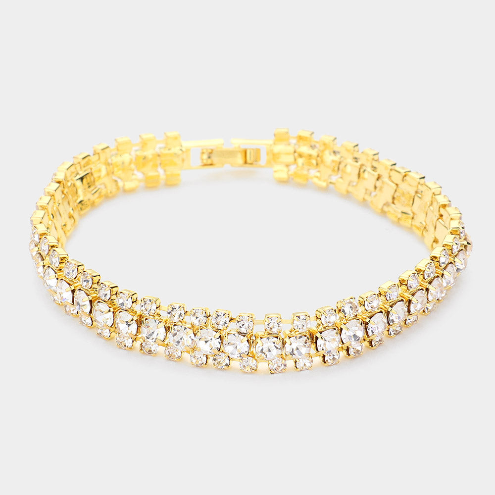 Madeline Love Gold Crystal Rhinestone Evening Bracelet