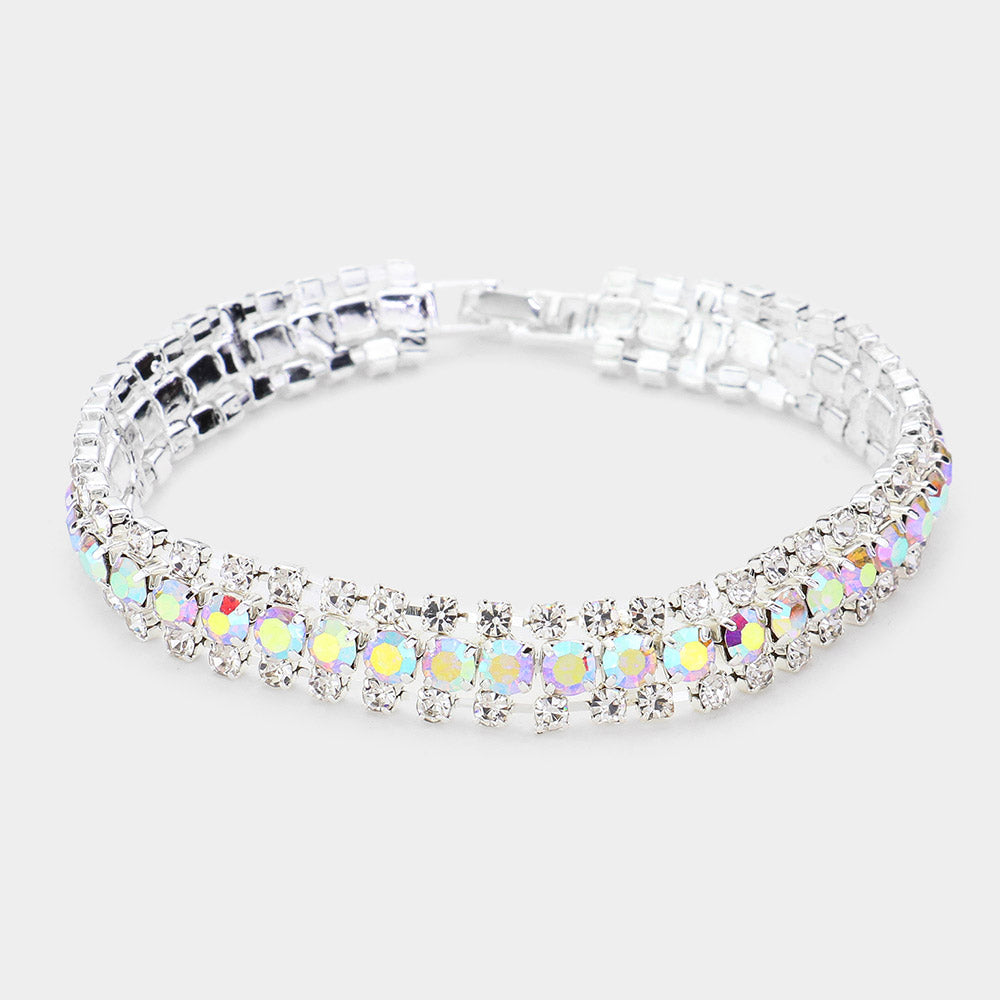Madeline Love AB, Silver Crystal Rhinestone Evening Bracelet