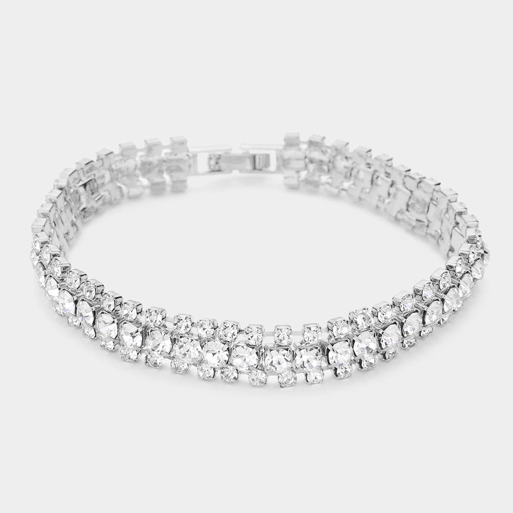 Madeline Love Silver Crystal Rhinestone Evening Bracelet