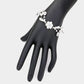 Madeline Love Clear, Silver, White Rose Wrap Evening Bracelet - Bracelets