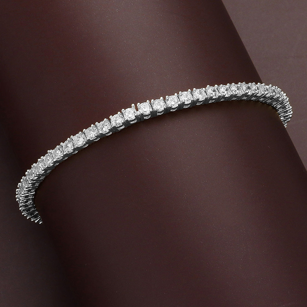 Madeline Love Clear, Silver CZ Stone Cushion Tennis Bracelet