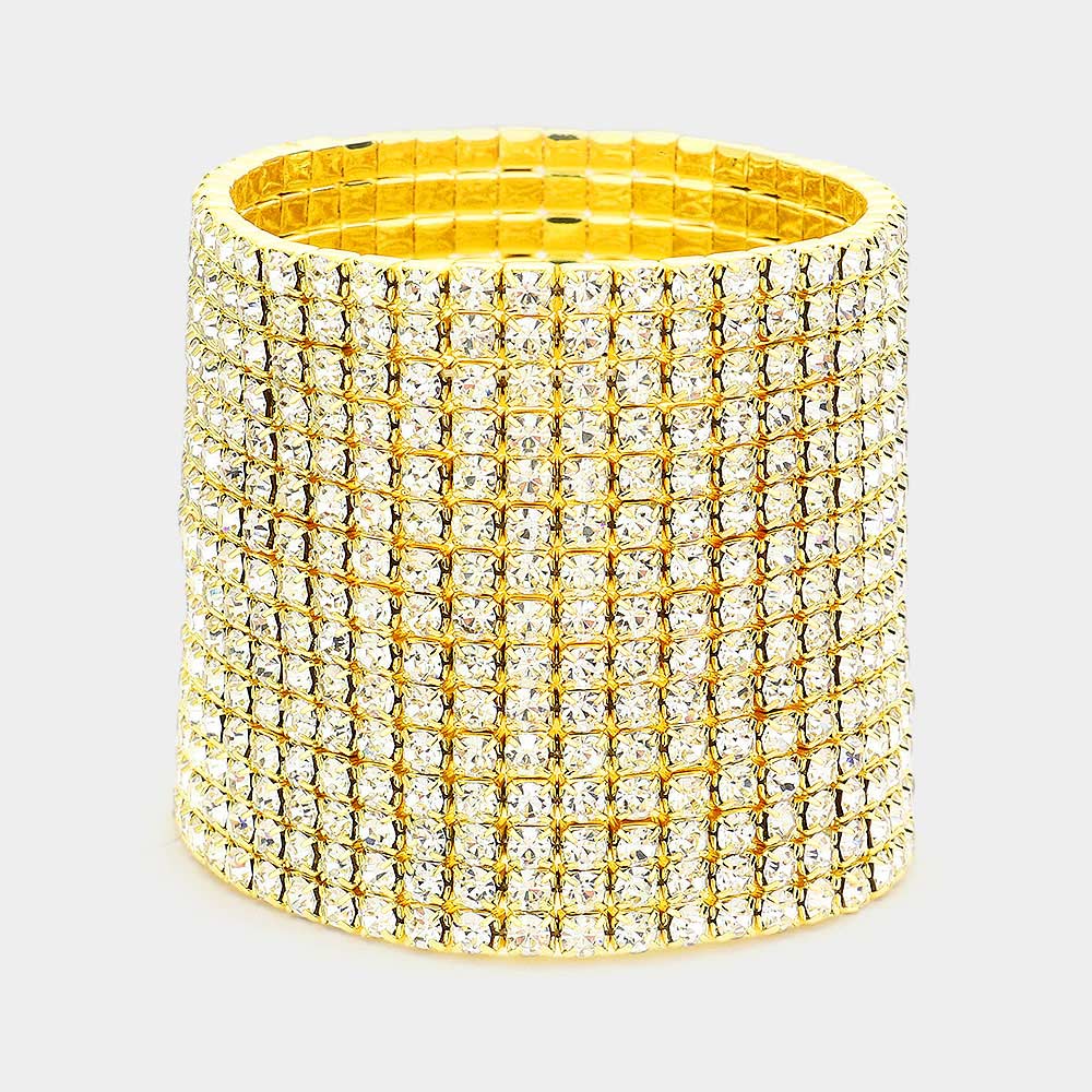 Madeline Love Gold 15-Row Rhinestone Stretchable Bracelet - Bracelets