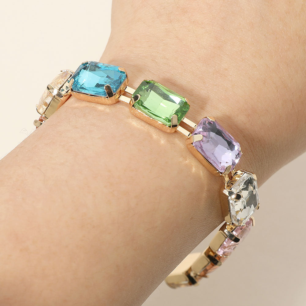 Madeline Love Light, Multi Emerald Cut Gem Link Evening Bracelet