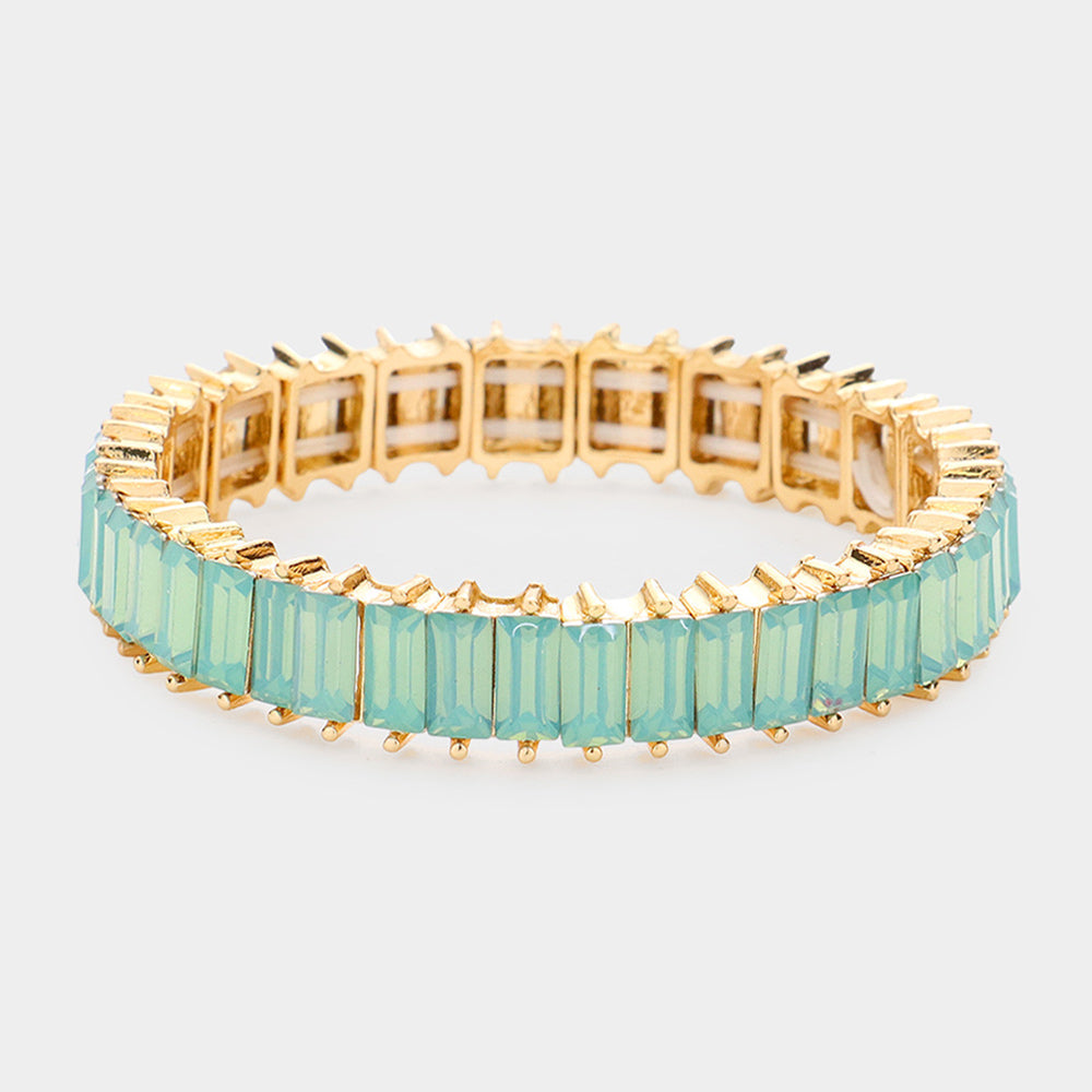 Madeline Love Mint Baguette Stone Stretch Evening Bracelet - Bracelets
