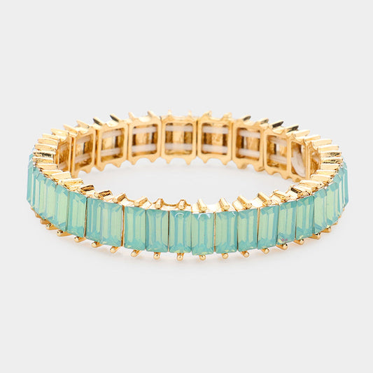 Madeline Love Mint Baguette Stone Stretch Evening Bracelet - Bracelets