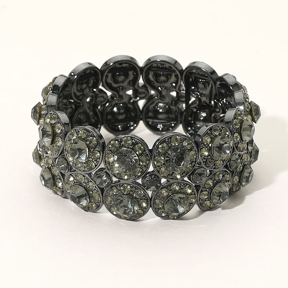 Madeline Love Black Diamond Crystal Rhinestone Stretch Evening Bracelet - Bracelets