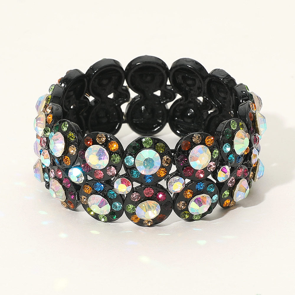 Madeline Love Black, Multi Crystal Rhinestone Stretch Evening Bracelet - Bracelets