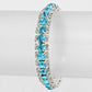 Madeline Love Aqua, Silver Crystal Rhinestone Stretchable Bracelet - Bracelets