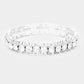 Madeline Love Clear, Silver Crystal Rhinestone Stretchable Bracelet - Bracelets