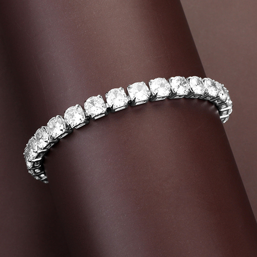 Madeline Love Clear, Silver Round CZ Evening Bracelet - Bracelets