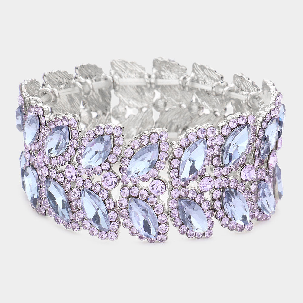 Madeline Love Lavender Marquise Stone Embellished Stretch Evening Bracelet