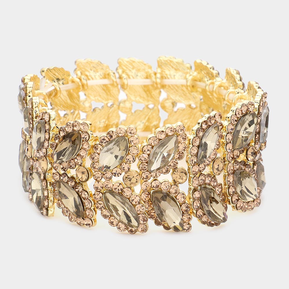 Madeline Love Topaz Marquise Stone Embellished Stretch Evening Bracelet