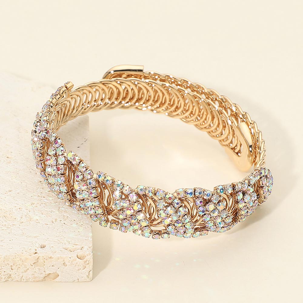 Madeline Love AB, Gold CZ Stone Pave Evening Bracelet