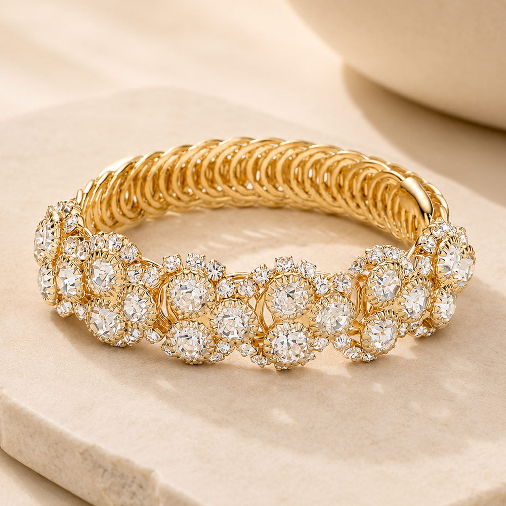 Madeline Love Gold Round Stone Accented Evening Bracelet