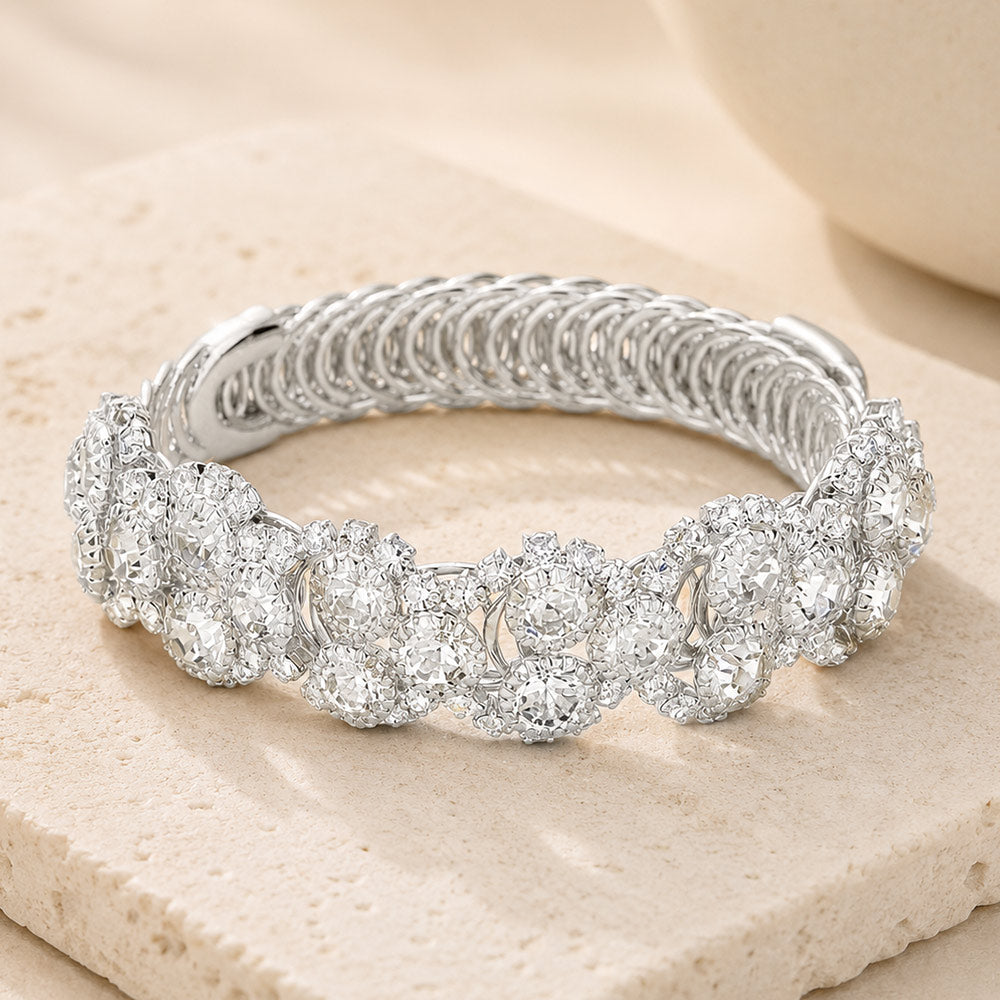 Madeline Love Silver Round Stone Accented Evening Bracelet