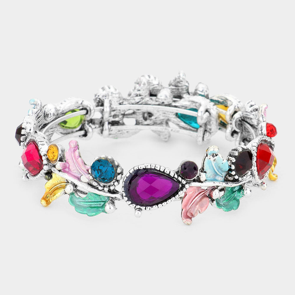 Madeline Love Multi Glass Crystal and Metal Vine Open Adjustable Bracelet - Bracelets
