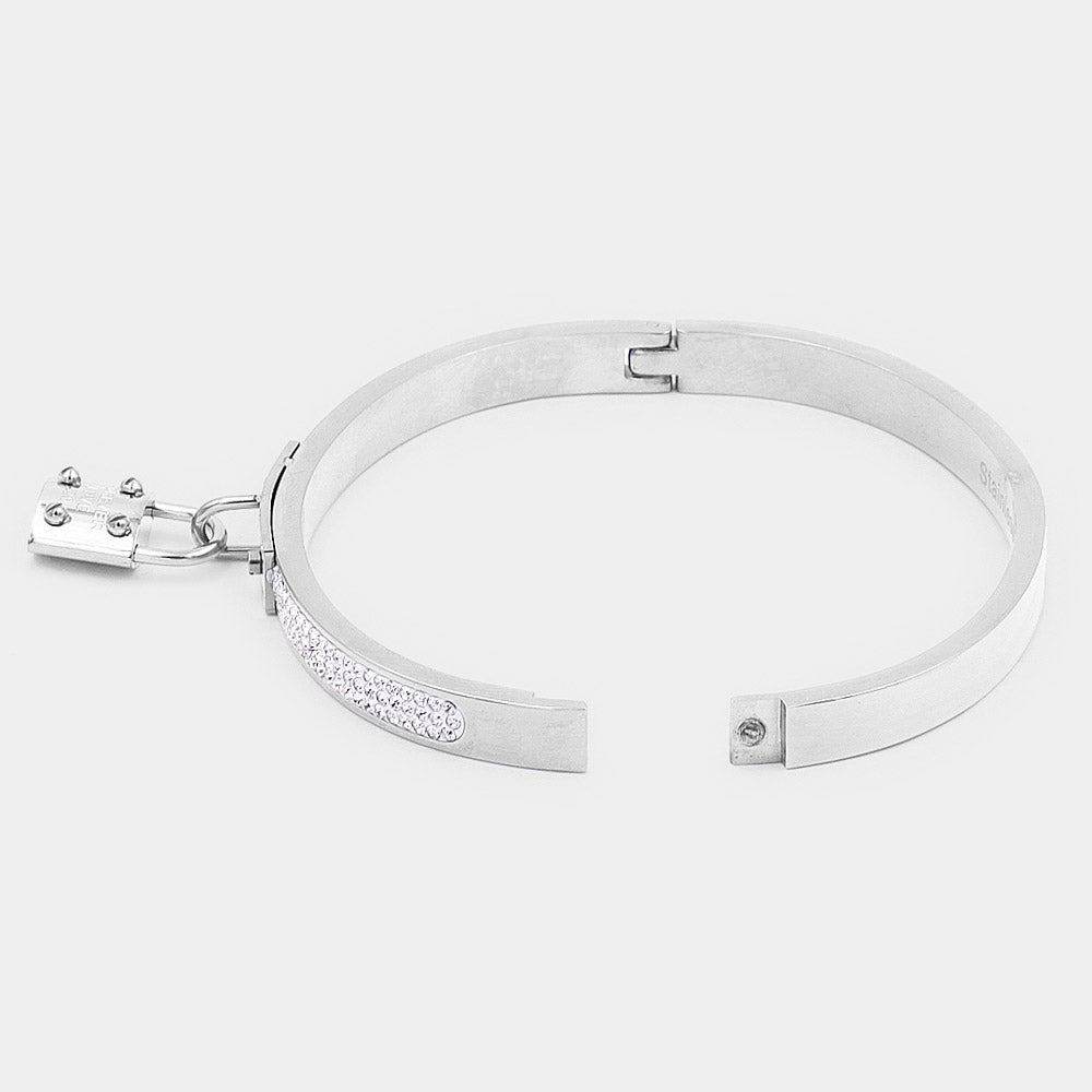 FOREVER LOVE Metal Lock Charm  Stainless Steel Evening Bracelet