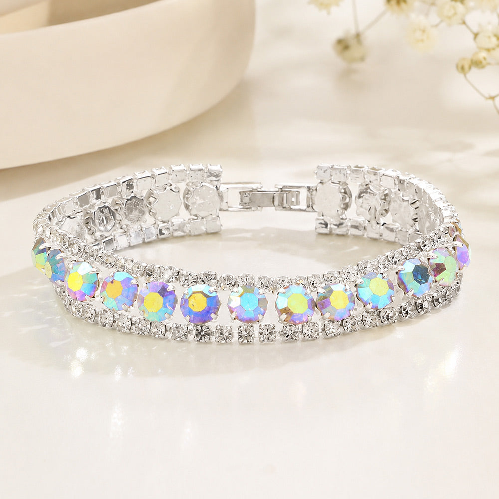 Madeline Love AB Round Crystal Rhinestone Evening Bracelet