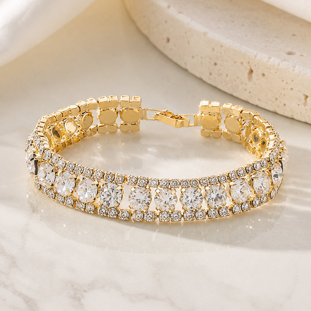 Madeline Love Gold Round Crystal Rhinestone Evening Bracelet