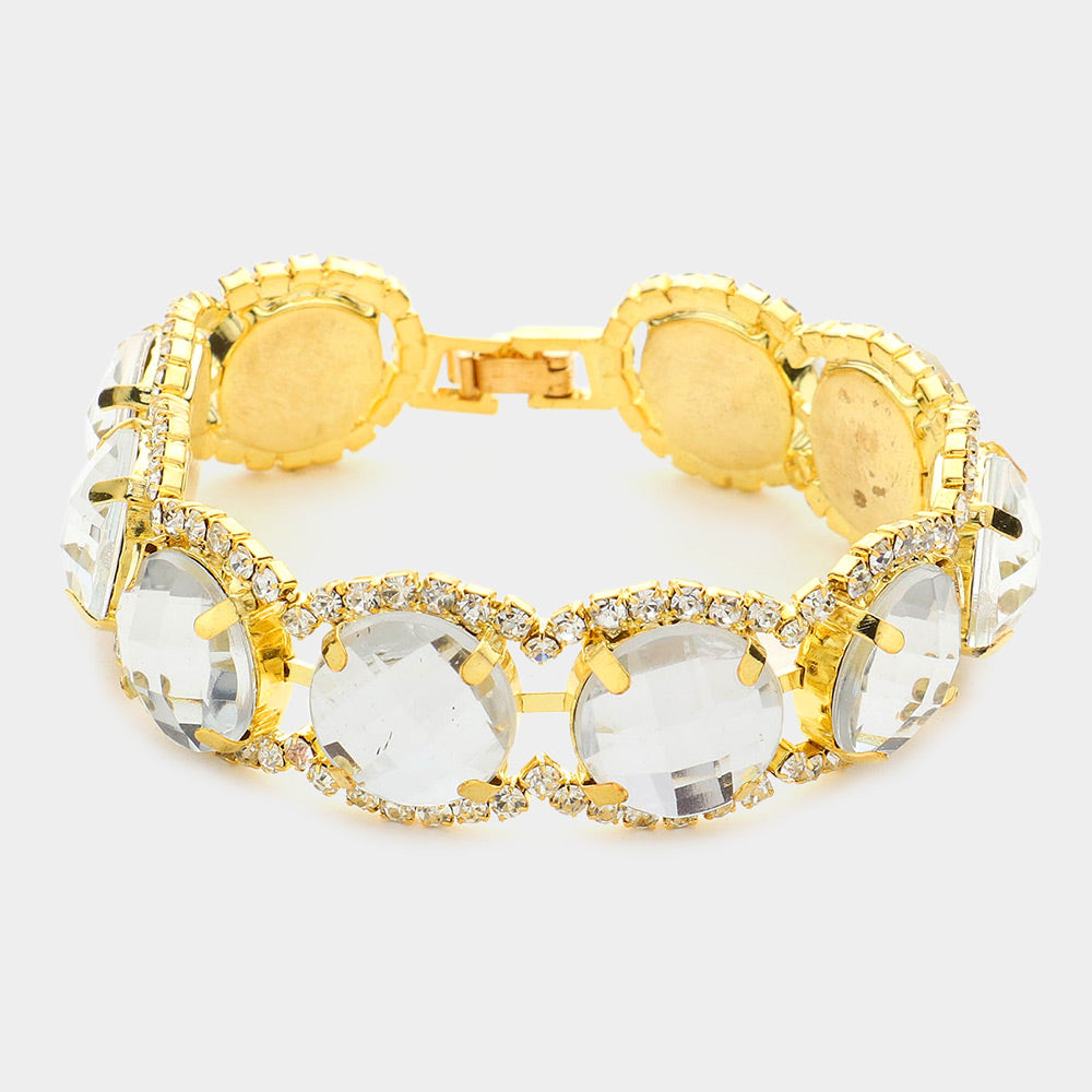 Madeline Love Gold Crystal Dome Evening Bracelet