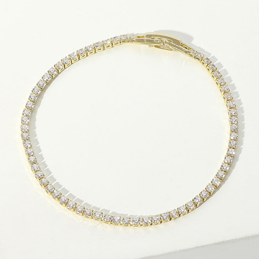 Madeline Love Clear, Gold Round CZ Stone Tennis Chain Evening Bracelet