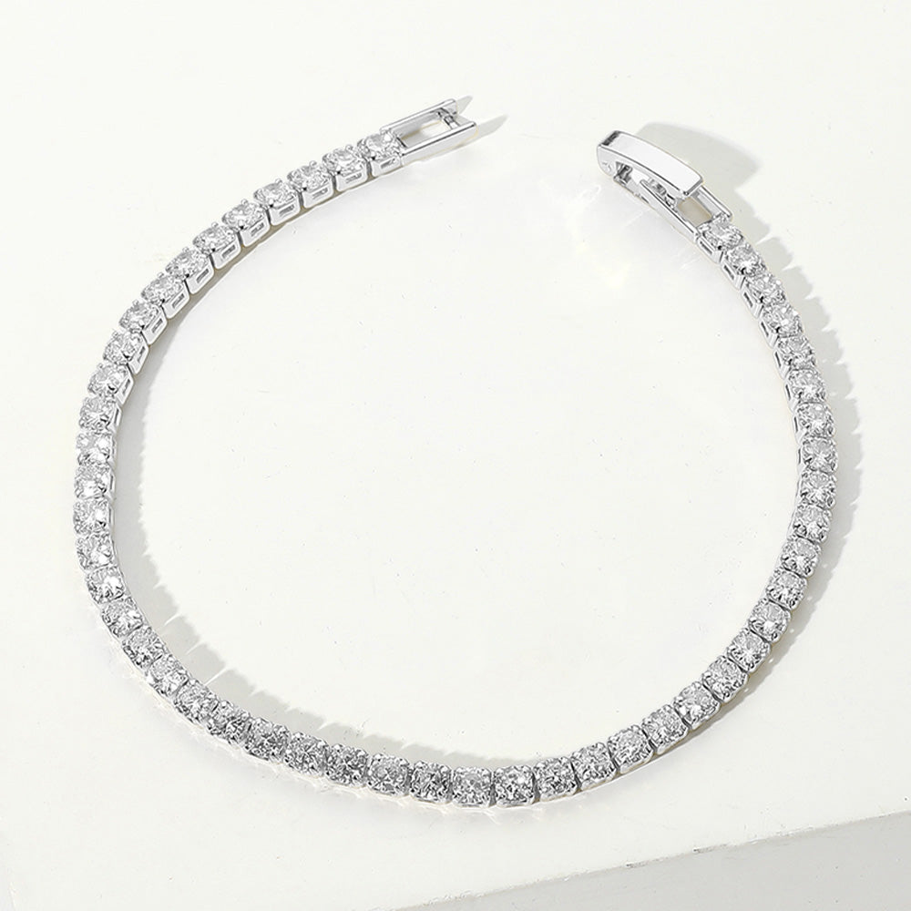 Madeline Love Clear, Silver Round CZ Stone Tennis Chain Evening Bracelet