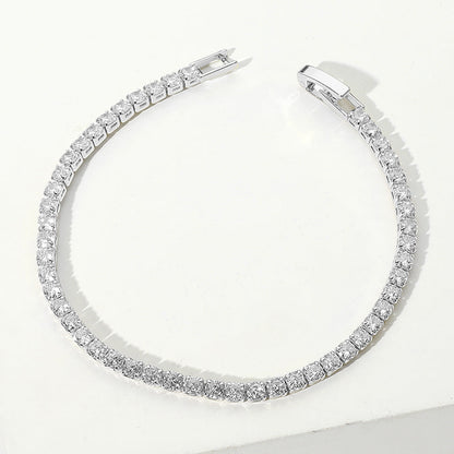 Madeline Love Clear, Silver Round CZ Stone Tennis Chain Evening Bracelet