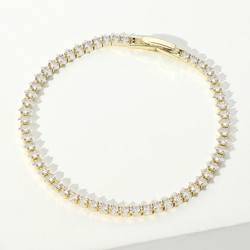 Madeline Love Clear, Gold Marquise CZ Stone Tennis Chain Evening Bracelet