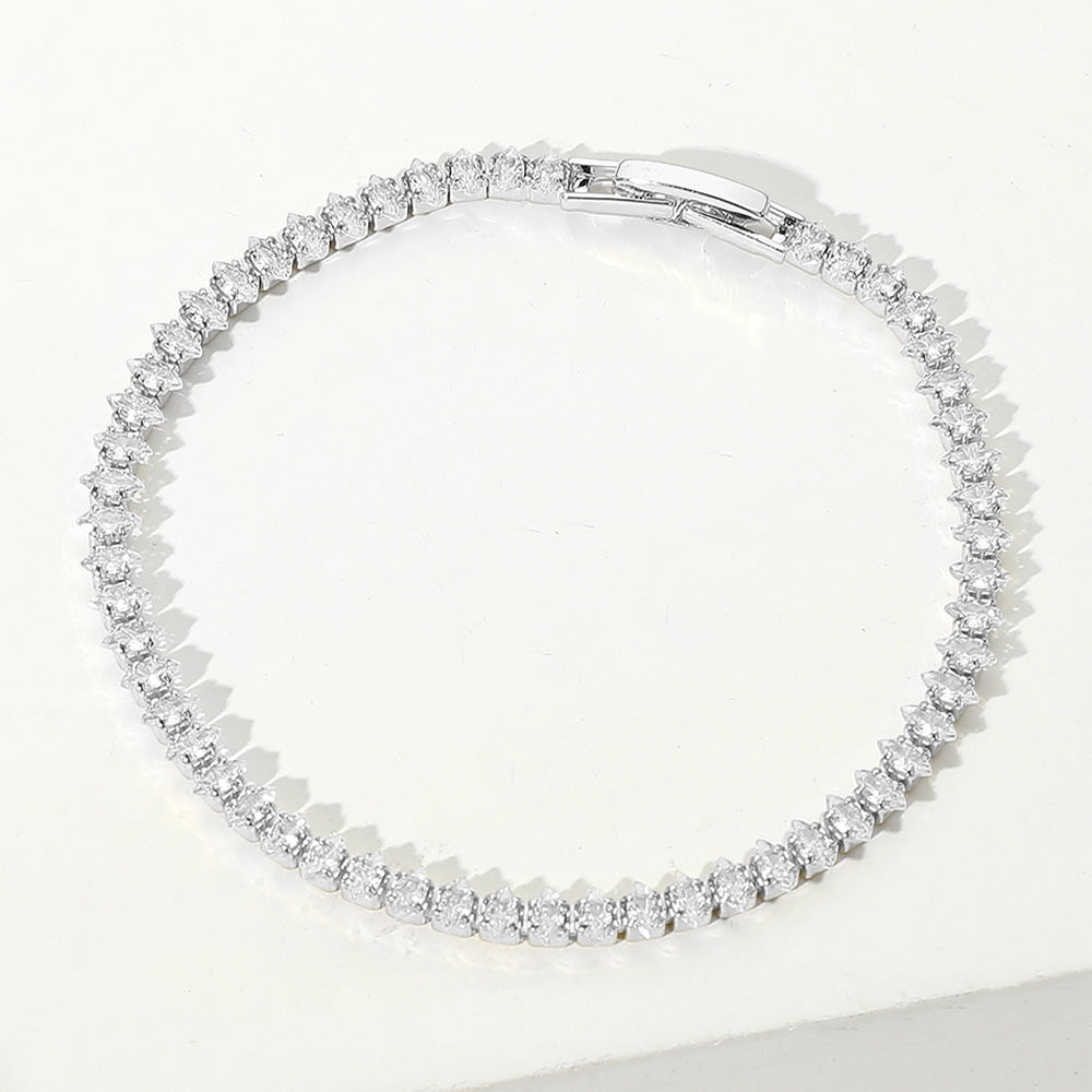 Madeline Love Clear, Silver Marquise CZ Stone Tennis Chain Evening Bracelet