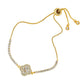 Madeline Love Clear, Gold Quatrefoil CZ Stone Accent Pull Tie Adjustable Bracelet - Bracelets - desc