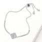 Madeline Love Clear, Silver Quatrefoil CZ Stone Accent Pull Tie Adjustable Bracelet - Bracelets