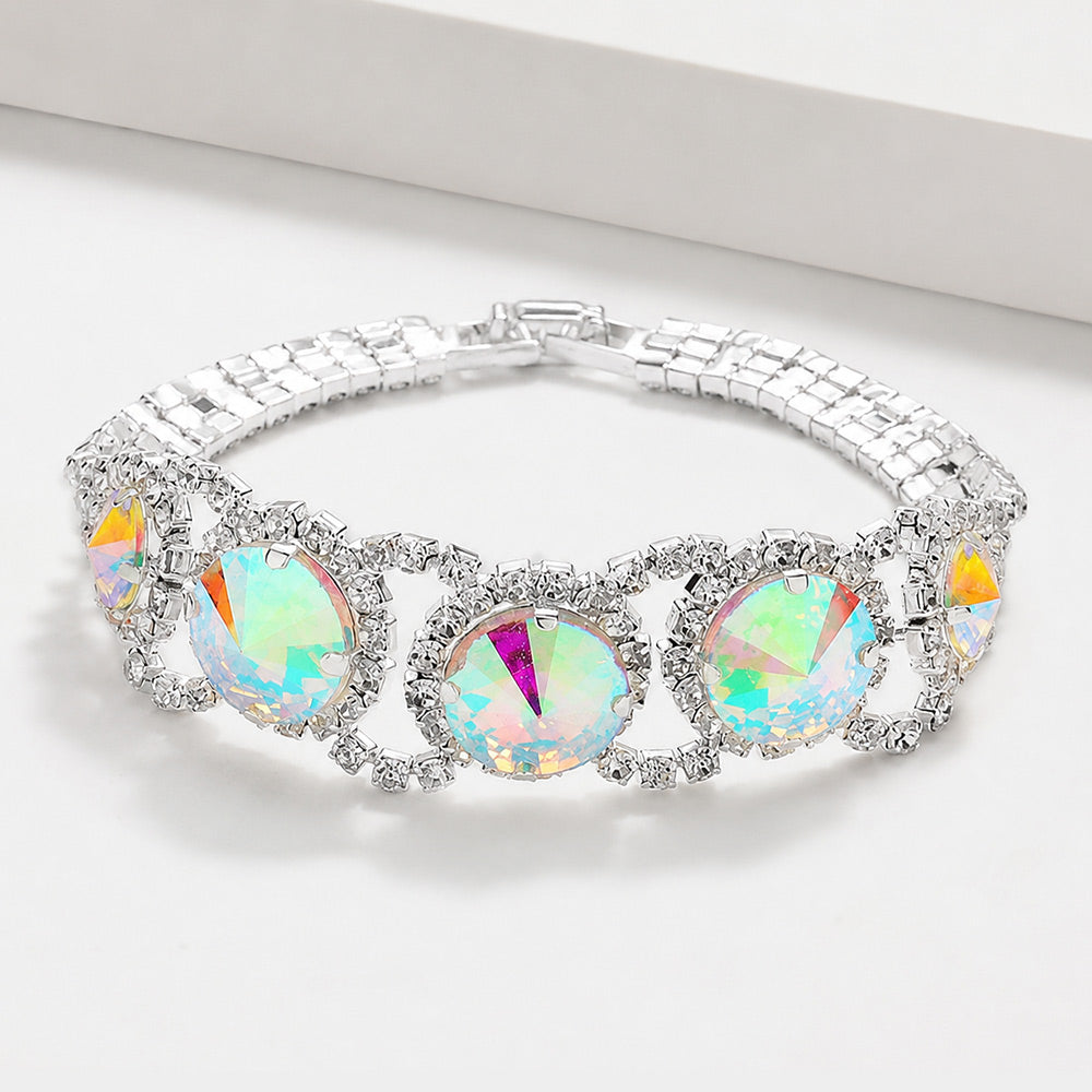 Madeline Love AB, Silver Round Stone Accented Evening Bracelet