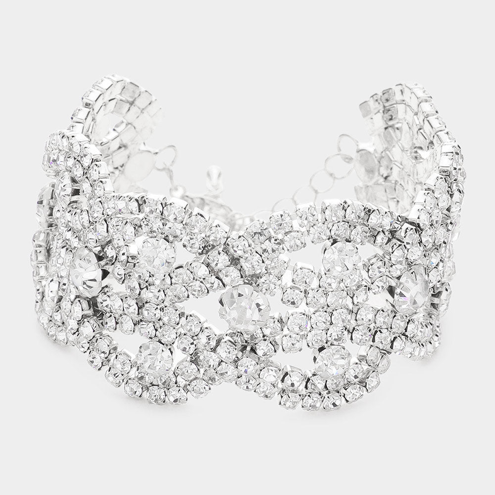 Madeline Love Silver Round Stone Accented Evening Bracelet
