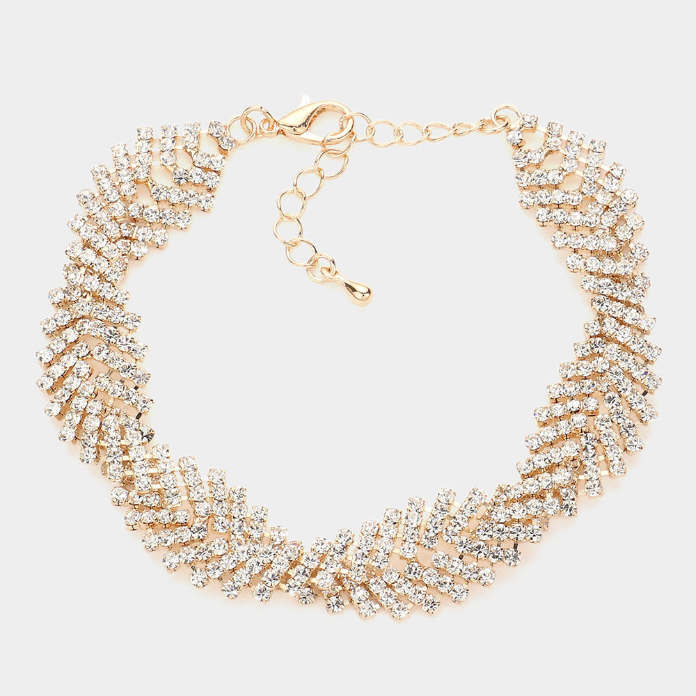 Madeline Love Gold Braided Rhinestone Pave Evening Bracelet