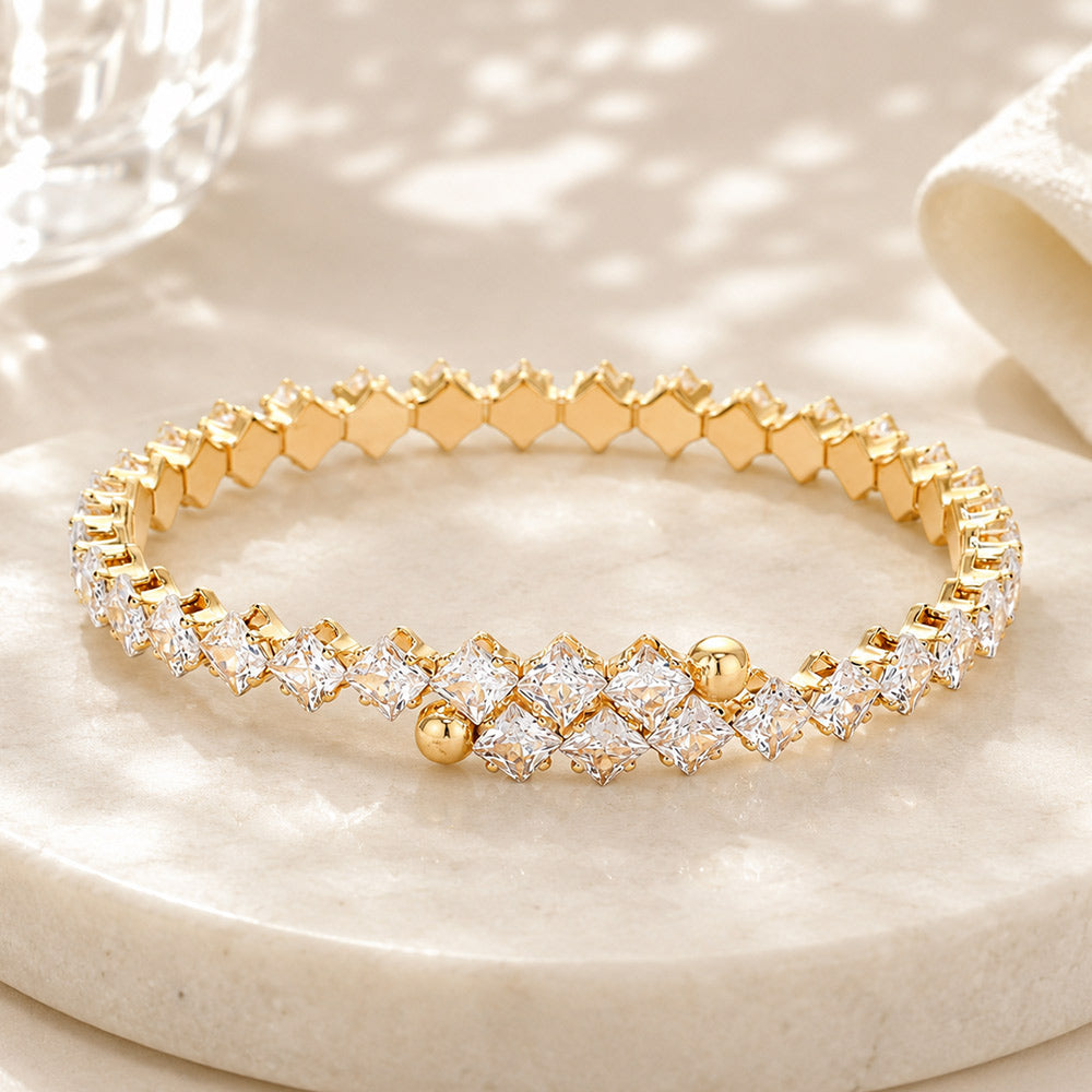 Madeline Love Gold CZ Square Cluster Evening Bracelet