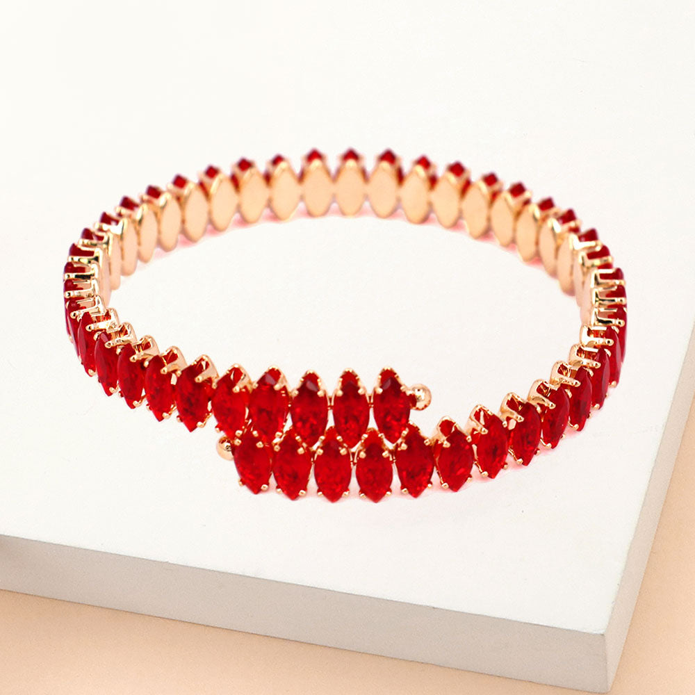 Madeline Love Siam Marquise Stone Cluster Evening Bracelet - Bracelets