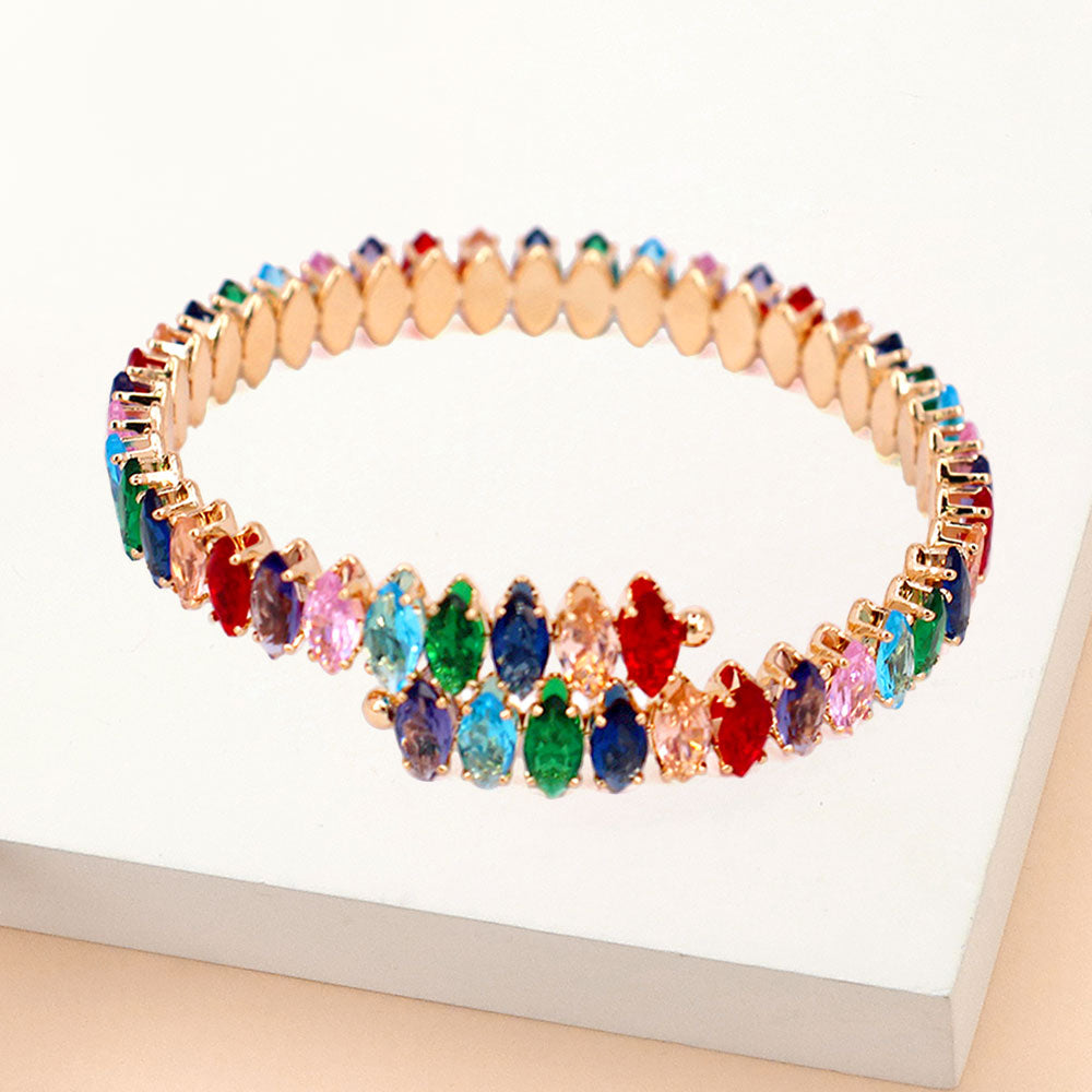 Madeline Love Multi Marquise Stone Cluster Evening Bracelet - Bracelets