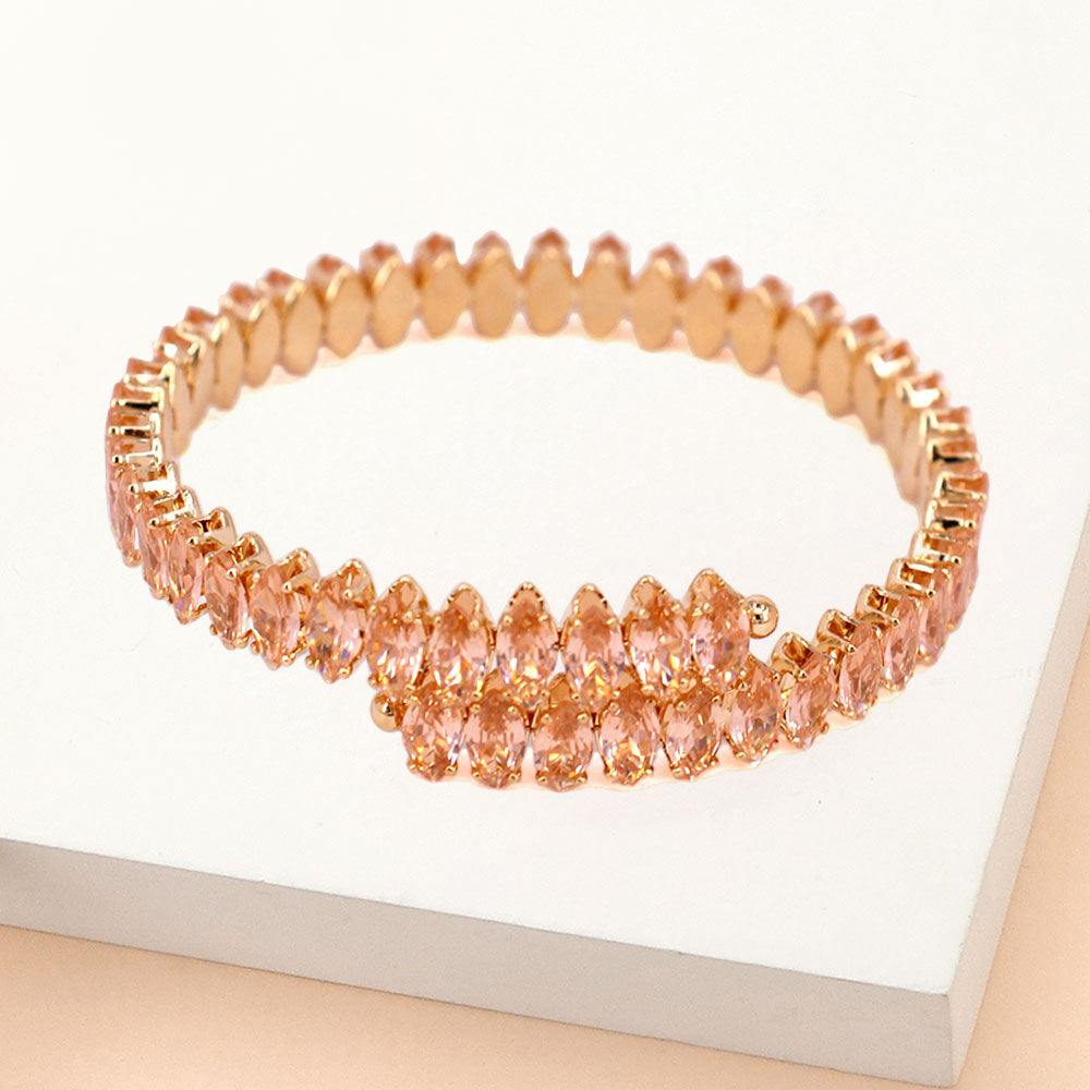 Madeline Love Peach Marquise Stone Cluster Evening Bracelet - Bracelets