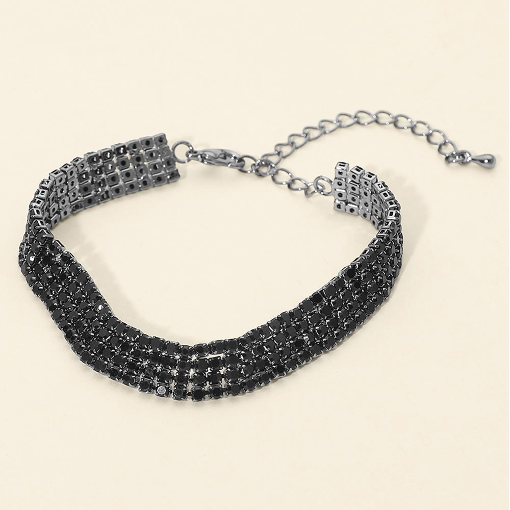 Madeline Love Jet Black 4 Rows Pave CZ Tennis Evening Bracelet