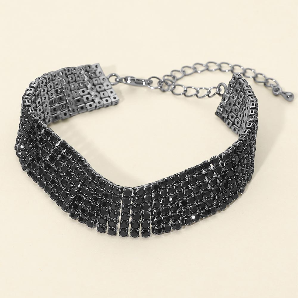 Madeline Love Jet Black 6 Rows Pave CZ Tennis Evening Bracelet