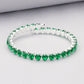 Heart CZ Stone Cluster Embellished Adjustable Evening Bracelet - Emerald Silver - Bracelets