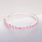Heart CZ Stone Cluster Embellished Adjustable Evening Bracelet - Pink Silver - Bracelets