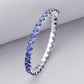 Heart CZ Stone Cluster Embellished Adjustable Evening Bracelet - Sapphire Silver - Bracelets
