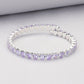 Heart CZ Stone Cluster Embellished Adjustable Evening Bracelet - Silver Violet - Bracelets
