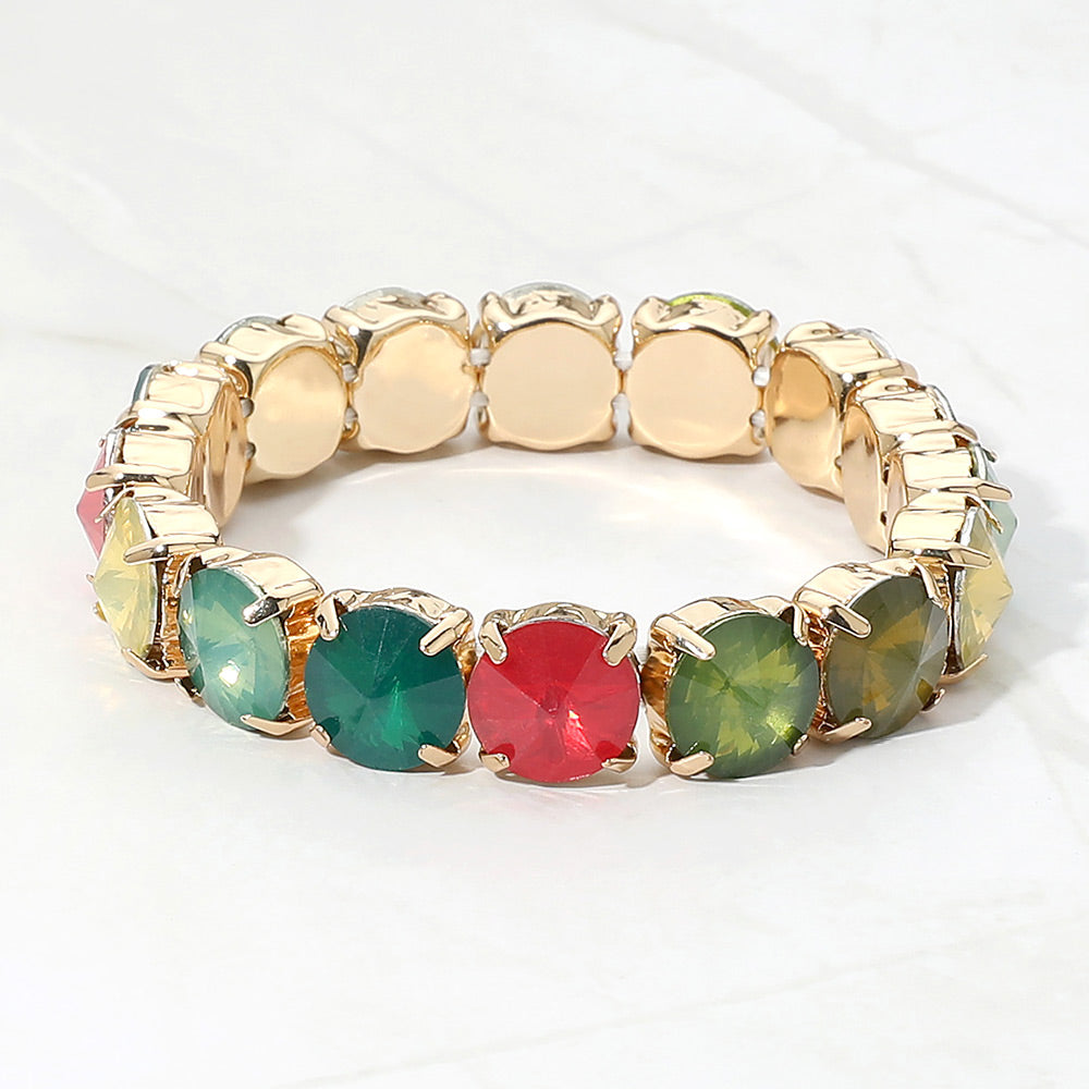 Madeline Love Multi Multicolor Round Faceted Gem Beaded Stretch Bracelet