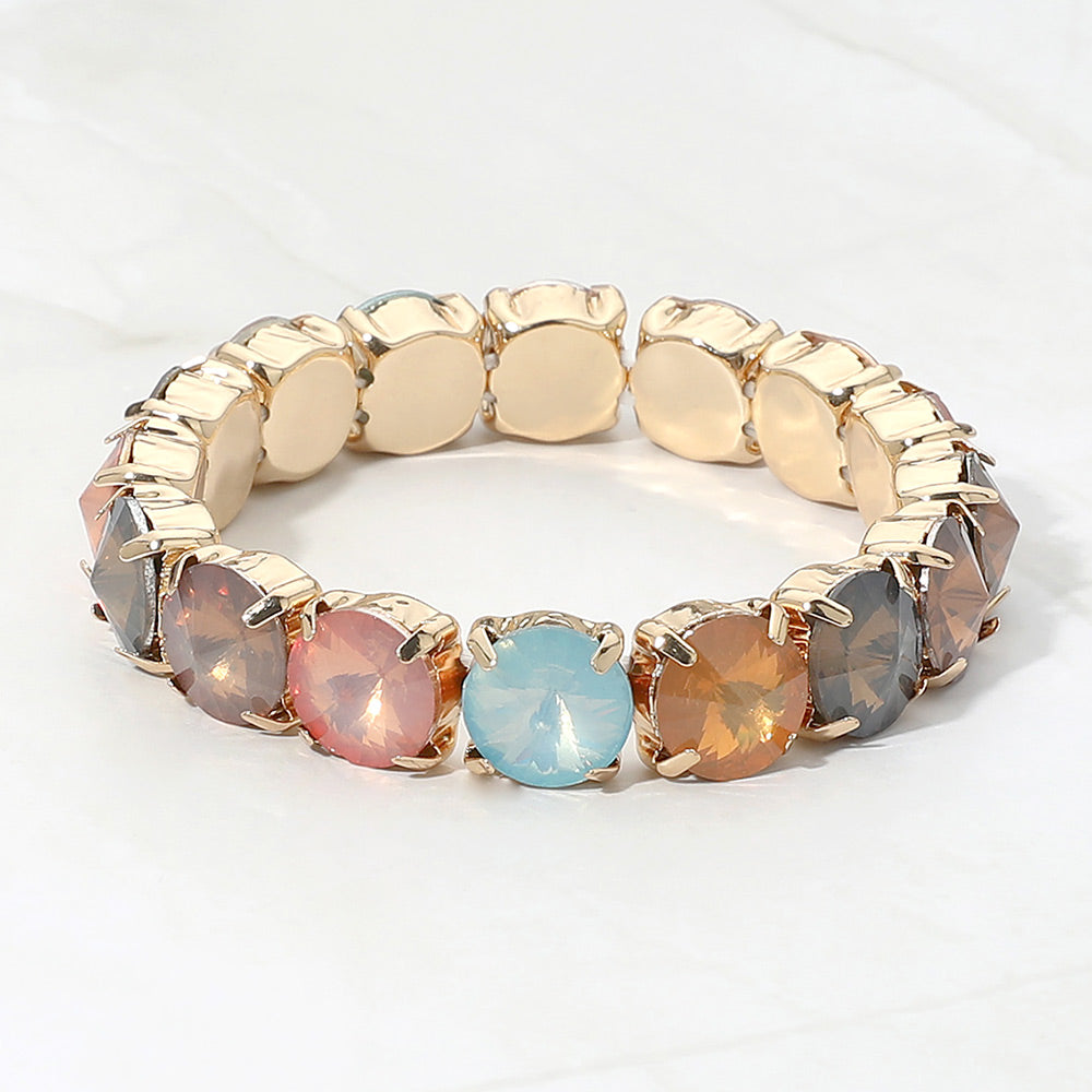 Madeline Love Multi Multicolor Round Faceted Gem Beaded Stretch Bracelet