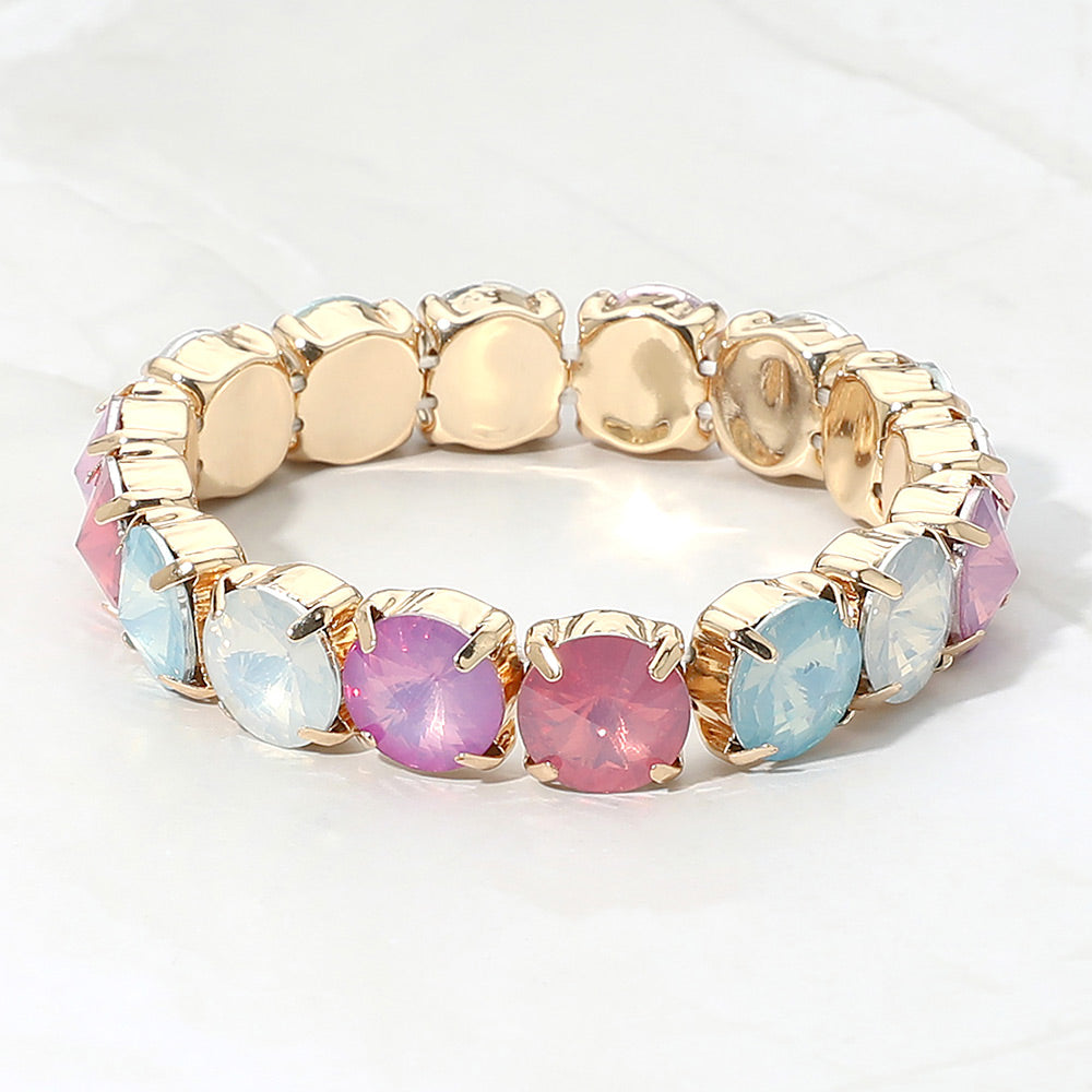 Madeline Love Multi Multicolor Round Faceted Gem Beaded Stretch Bracelet