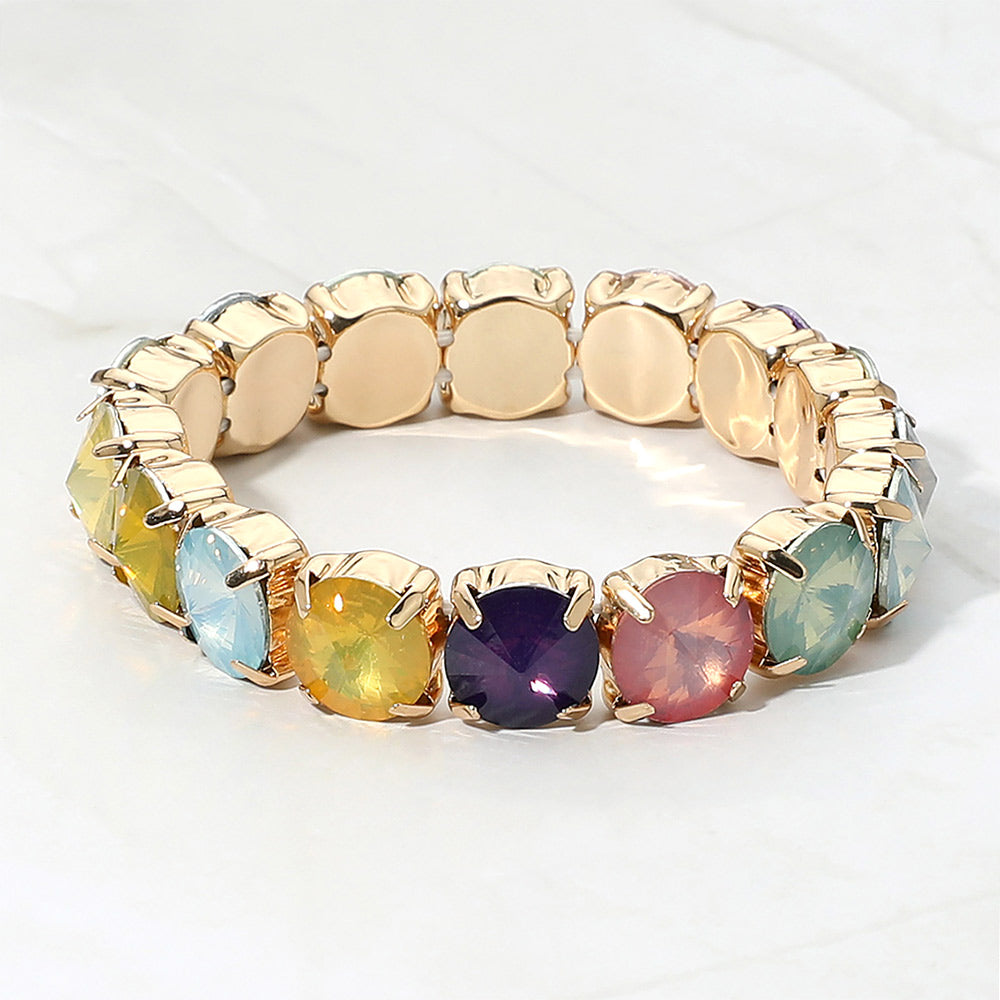 Madeline Love Multi Multicolor Round Faceted Gem Beaded Stretch Bracelet