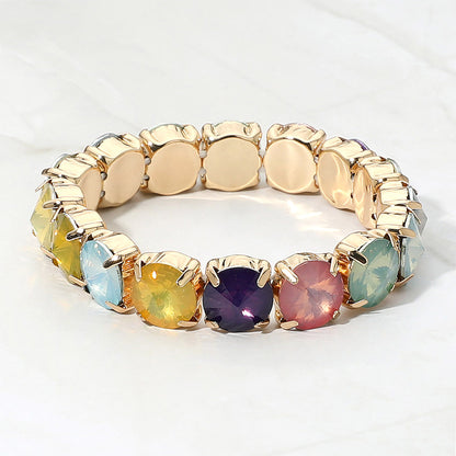 Madeline Love Multi Multicolor Round Faceted Gem Beaded Stretch Bracelet