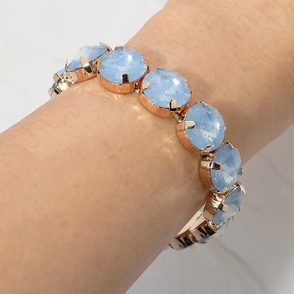 Madeline Love Blue, Opal Round Faceted Gem Beaded Stretch Evening Bracelet
